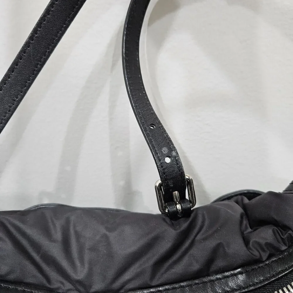 BURBERRY Abbey Quilted Black Nylon Diaper Tote Bag Leather Trim Crossbody Luxury - Picture 5 of 16